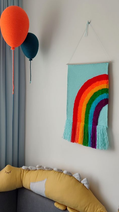 Punch Needle Rainbow, Fairytale Room, Rainbow Punch, Embroidered Rainbow, Rainbow Ornaments, Boy Girl Room, Punch Needle Embroidery, Room Accessories, Decoration Wall