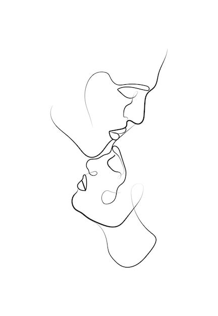 Man And Woman Drawing, Man And Woman Painting, Face Profile Drawing, Nature Symbols, Profile Drawing, Drawing Nature, Couple Sketch, Couple Drawing, Tattoos For Lovers