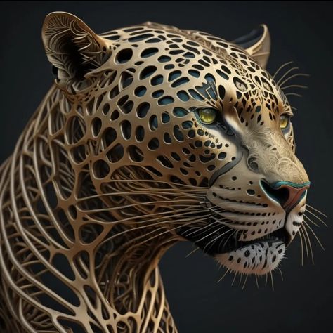 Jaguar face digital art Jaguar Face, Jaguar, 3d Printing, Digital Art, Statue, Sculpture, Color, Art, Iguanas