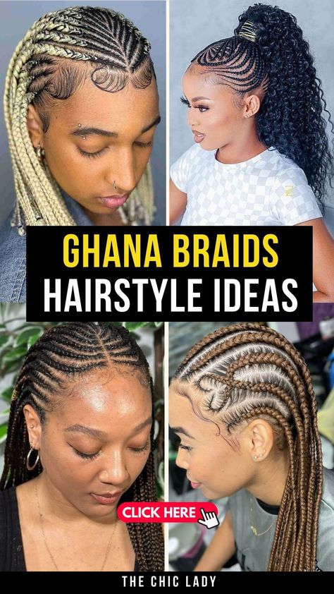 Top Ghana Braids Styles for 2024 – Trendy and Elegant Ideas Ghana Twists Hairstyles, Ghana Braids Updo, Ghana Braids Cornrows, Braids Hairstyles Ideas, Straight Backs, Ghana Braid Styles, Ghana Braids Hairstyles, Ghana Braids, Braids Styles