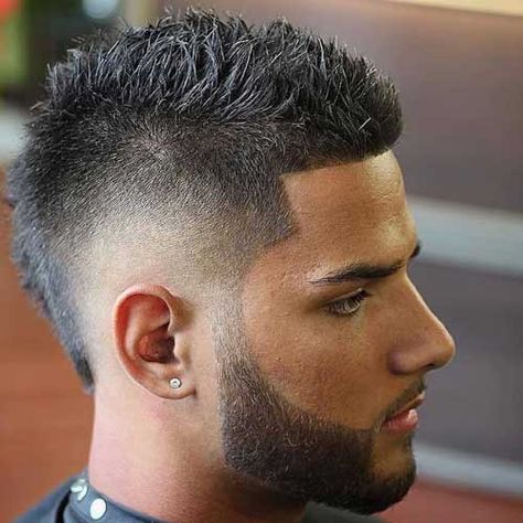 Burst Fade Haircut - Best Burst Fade Haircuts: Cool Burst Taper Fade, Burst Fade Mohawk, Hair Designs, Faux Hawk, South of France, Flat Top Mohawk For Black and White Men #blackmen #blackhair #haircutsforblackmen #menshairstyles #menshair #menshaircuts #menshaircutideas #menshairstyletrends #mensfashion #mensstyle #fade Short Hair Mohawk, Hairstyles For Teenage Guys, Mohawk For Men, Types Of Fade Haircut, Burst Fade Mohawk, Matrix Hairstyle, Short Mohawk, Hairstyles Reference, Mohawk Haircut