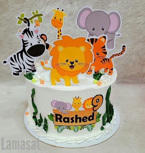 Safari Pasta, Bos Baby, Hello Kitty Bathroom, Jungle Theme Cakes, Boys 1st Birthday Cake, Bakery Shop Design, Photo Cake Topper, 3rd Birthday Cakes, Baby Boy Cakes