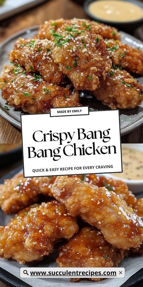 Make dinner exciting with this Easy Bang Bang Chicken! The crispy, crunchy chicken combined with a creamy, spicy sauce makes it a quick, flavorful meal that will satisfy your cravings. Non Boring Chicken Recipes, Light Meal Ideas For Dinner, Easy To Make Dinner Recipes, Baked Bang Bang Chicken, Bbq Chicken Recipes For Dinner, Fun Recipes To Make For Dinner, Bang Bang Chicken Bowl, Fast Chicken Dinner Recipes, Yummy Chicken Dinners