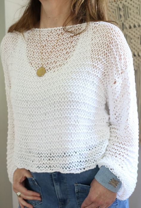 How to Knit a Summer Sweater {FREE Pattern} - A BOX OF TWINE Lace Knit Sweater Pattern, Sport Weight Knit Sweater Pattern, Lace Knit Top Pattern Free, Mesh Sweater Pattern, Loose Knit Sweater Pattern, Knit Mesh Top, Mesh Knit Sweater, Sweater Free Knitting Pattern, Cotton Yarn Patterns