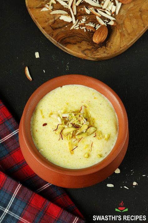 Phirni Recipe (Firni) - Swasthi's Recipes Firni Recipe, Phirni Recipe, Indian Rice Pudding, Diwali Sweets Recipe, Diwali Recipes, Diwali Sweets, Diwali Food, Popular Desserts, Indian Sweet