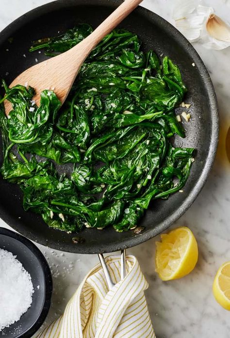 Sautéed Spinach Recipe - Love and Lemons Best Spinach Recipes, Delicious Vegetarian Meals, Easy Vegetarian Dinner Recipes, Recipe For Love, Greek Recipe, Easy Baked Ziti, Veggie Tacos, Cooking Wild Rice, Ziti Recipes