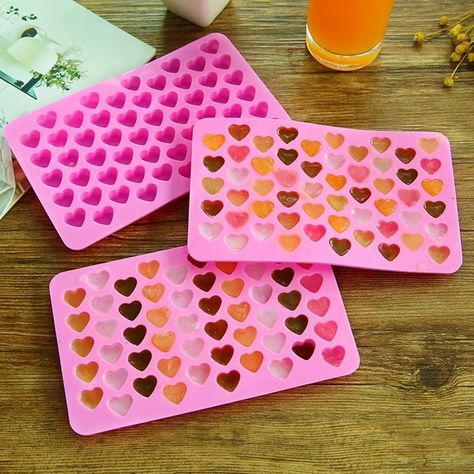 Size: 7.2 x 4.3 x 0.4 inches, each tray makes 55-cavity cute mini heart ice cubes(0.6 inches). Made of food-grade, BPA free silicone Can be used in temperatures from -40 F to 428 F Small and cute cubes to pile in a glass, not big ugly and chunky, great for parties Ice Cube Candy, Ice Cube Chocolate, Chocolate Fondant Cake, Ice Cube Tray Molds, Jelly Cookies, Silicone Ice Trays, Silicone Ice Cube Tray, Ice Cube Maker, Jelly Mould