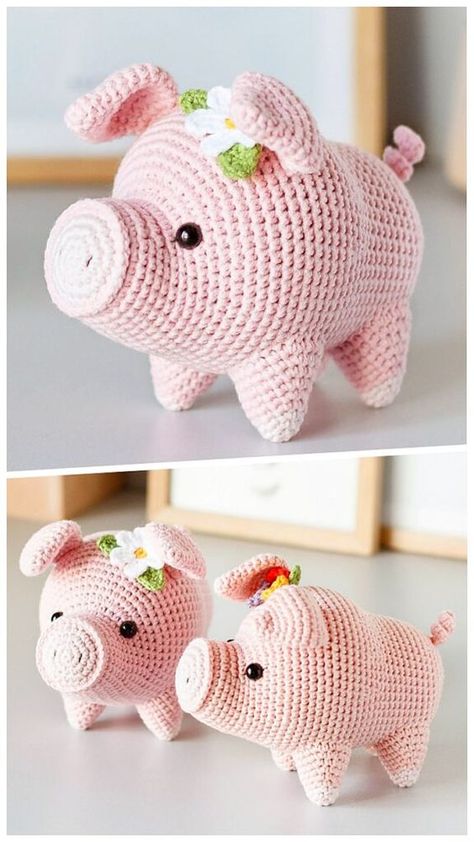 Amigurumi Cute Pig Free Pattern Pig Plushie, Pig Pattern, Crochet Pig, Crochet Octopus, Plushie Patterns, Crochet Animals Free Patterns, Cute Pig, Crochet Quilt, Crochet Amigurumi Free Patterns