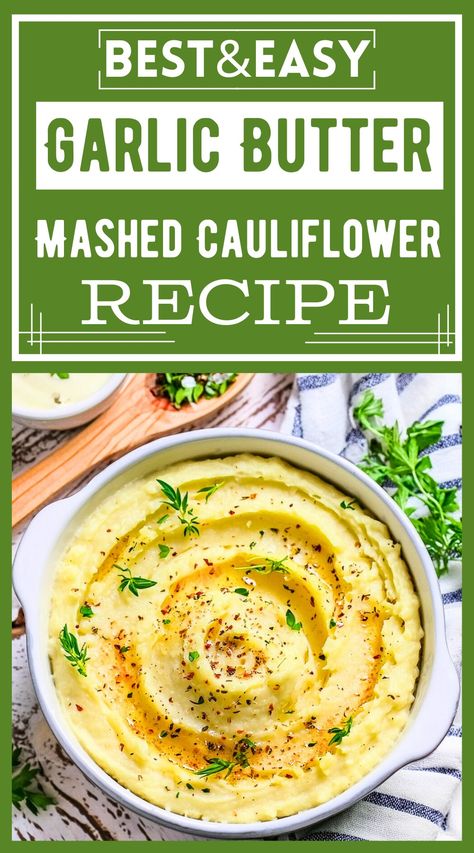 Garlic Butter Mashed Cauliflower Recipe Mashed Cauliflower Recipe Frozen, Mash Cauliflower Recipe, Creamed Cauliflower Recipe, Cauliflower Mash Recipes, Green Sauce Recipe, Garlic Mashed Cauliflower, Mashed Cauliflower Recipe, Creamy Mashed Cauliflower, Garlic Cauliflower