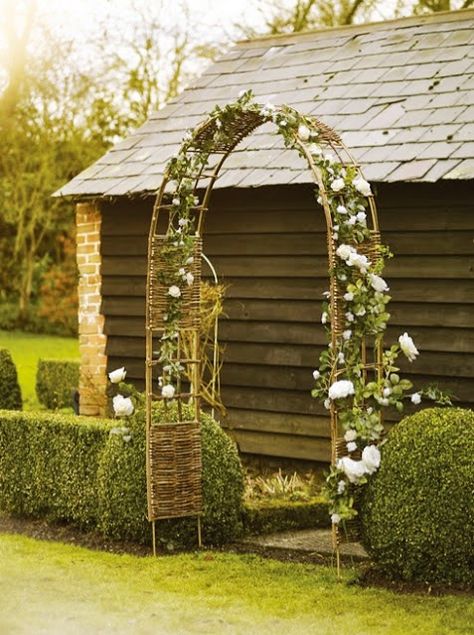 Wattle Arched Rose Arbor | Content in a Cottage Rose Arch, Garden Archway, Rose Garden Design, Garden Arches, Garden Care, Perfect Garden, Garden Trellis, Garden Structures, Garden Cottage