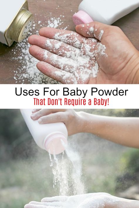 Have too much baby powder and don't know what to do with it?  Here are some creative uses for baby powder in beauty routines, gardens, and so much more! #frugalliving #moneysavingtips Baby Powder In Hair To Look Old, Baby Powder Uses, Squeaky Floors, Stinky Shoes, Rid Of Ants, Get Rid Of Ants, Talcum Powder, Christmas On A Budget, Baby Bottoms