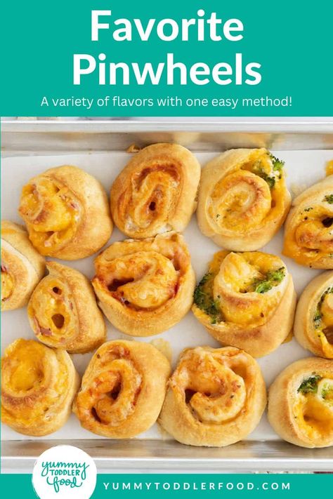 Favorite Pinwheels Recipe Reese Recipes, Scout Recipes, Roast Frozen Broccoli, Non Sandwich Lunches, Ham And Cheese Pinwheels, Pizza Pinwheels, Pinwheels Recipe, Kid Foods, Toddler Foods