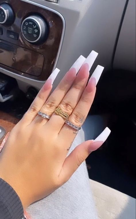 Curve French Tip Nails, Tapered Square Nails Design, Curved Acrylic Nails, Tapered Square Acrylic Nails, Med Nails, Frenchtips Nails, Tapered Square Nails, Tapered Square, Long Acrylic Nails Coffin