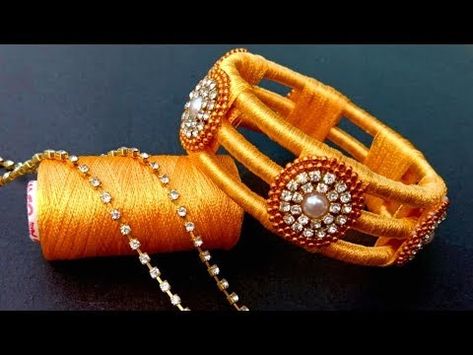 How To Make//New Design Silk Thread Bangles//At Home// Useful & Easy - YouTube Thread Bangles Designs, Silk Thread Earrings Designs, Silk Thread Necklace, Silk Thread Bangles Design, Silk Bangles, Silk Thread Earrings, Bangle Design, Thread Bangles Design, Bangles Diy