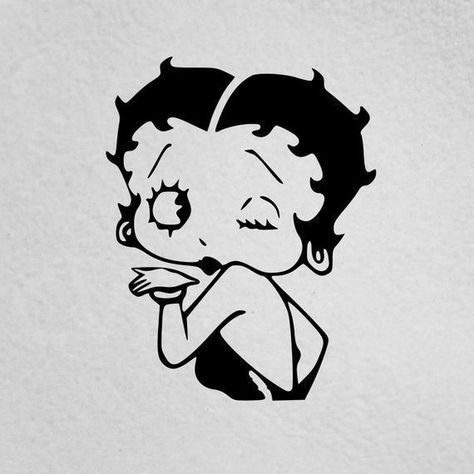 Betty Boop, Car Window, A Girl, Laptop, Black And White, Clothes, Black