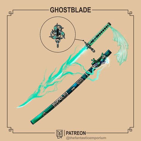 "A sharp edge of mist a head flies, a body falls; a new ghost is born." — Lethal Konfrontation, haiku by Shenki Item is one day in advance… | Instagram Fantasy Blade, Artifact Art, Tactical Swords, Video Game Character, The Mechanic, الفن الرقمي, Super Powers Art, Pretty Knives, Fantasy Props