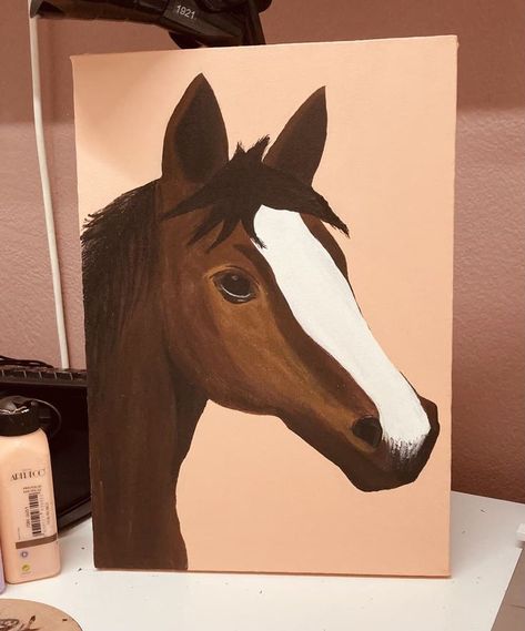 How To Paint A Horse Easy, Cute Horse Paintings Easy, Horse Painting For Beginners, Horse Painting Ideas Easy, Painting Ideas On Canvas Horse, Horse Painting Simple, Horse Easy Painting, Drawing Ideas Horses Easy, Horse Painting Ideas On Canvas