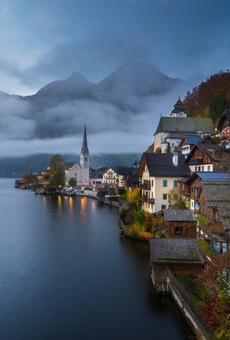 Hallstatt Village, Austria Scenery Images, Peaceful Landscapes, Background Tutorial, Goals 2024, Lakeside Village, Breathtaking Scenery, Beautiful Love Pictures, Cityscape Art, Travel And Tourism