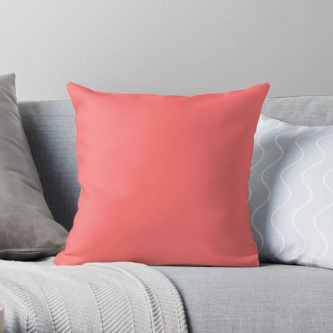 "Coral Flat Color " Throw Pillow by jumpercat | Redbubble Hot Pink Throw Pillows, Solid Color Throw Pillows, Purple Throw Pillows, Red Throw, Viva Magenta, Pink Throws, Pink Throw Pillows, Red Throw Pillows, Pink Pillows