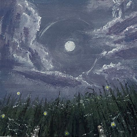 Dark firefly meadow painting by meee\(^_^)/ Dark Meadow Aesthetic, Meadow At Night, Meadow Drawing, Fireflies Painting, Dark Meadow, Firefly Painting, Meadow Painting, Moonless Night, Glowing Flowers