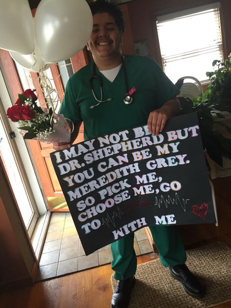 My #promposal for #GreysAnatomy  I love him !!! Greys Anatomy Promposal, Promposal For Him, Anatomy Posters, Prom Proposals, Hoco Proposals, Prom Proposal, Greys Anatomy, Poets, I Love Him