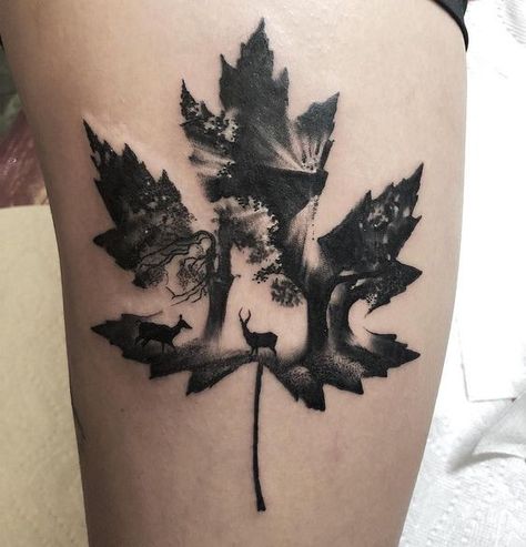 Blatt Tattoos, People Architecture, Leaf Tattoo, Petit Tattoo, Double Exposition, Tattoo Trend, Shape Tattoo, Pattern Tattoo, Nature Tattoos