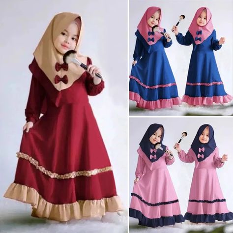 Aid Mubarak, Turkey Hijab, Eid Abaya, Kids Abaya, Islamic Fashion Dresses, Projek Menjahit, Dress Kaftan, Girls Maxi Dresses, Muslim Kids