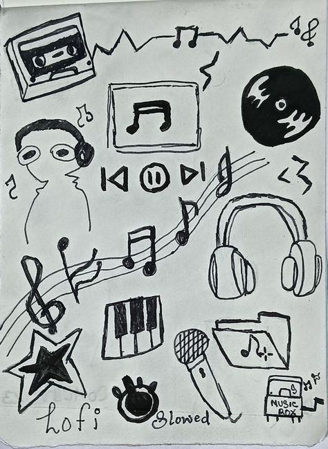 Discover the captivating music aesthetic with our creative drawings inspired by Spotify and iconic rock records. Dive into a world where music comes alive through art, featuring unique doodles and illustrations that celebrate the essence of sound. This collection includes Spotify Music Drawing, Records Drawing, Music Notes Drawing, and more. Perfect for music lovers and art enthusiasts alike. Don't miss out on these enchanting visuals! #SpotifyArt #MusicDoodles #RockRecords Music Sketchbook Ideas, Spotify Music Drawing, Records Drawing, Music Drawings Doodles, Punk Doodles, Record Drawing, Rock Doodles, Music Doodles, Aesthetic Doodles