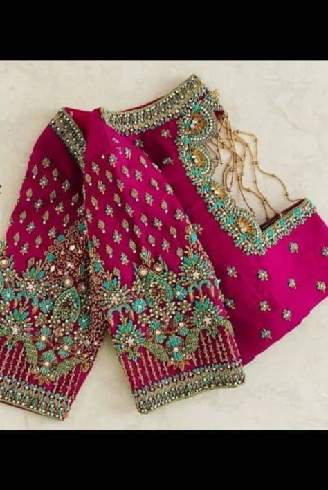 Blouse Aari Work, Magam Work Designs, Blue Blouse Designs, Handmade Blouse, Latest Bridal Blouse Designs, Latest Blouse Designs Pattern, Sari Design, Rani Pink, New Saree Blouse Designs