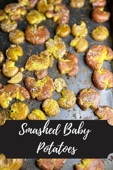 Smashed Baby Potatoes · Jess in the Kitchen Harvest Potatoes Recipe, Baby Dutch Yellow Potatoes Recipes, Potato Medley Recipe, Yellow Potatoes Recipes, Baby Dutch Yellow Potatoes, Golden Potato Recipes, Smashed Baby Potatoes, Small Potatoes Recipe, Baked Baby Potatoes