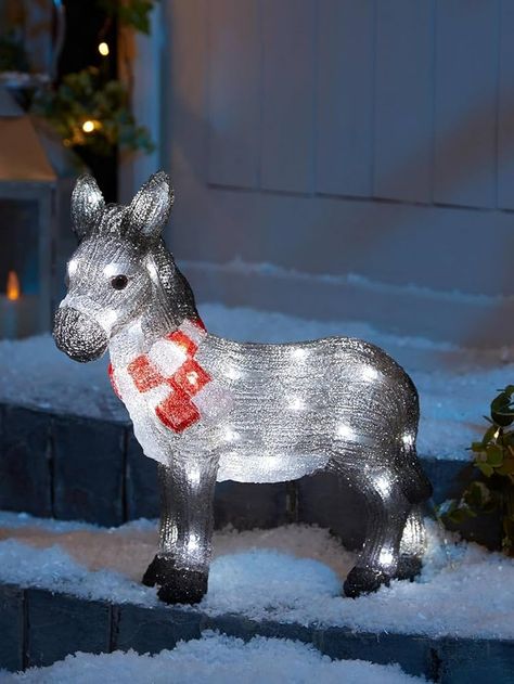 Marco Paul Christmas InLit Acrylic LED Outdoor Indoor Xmas Decoration Light Up Garden Ornament Festive Decor Lighting Pre-Lit Figurine Novelty Statue (Donkey) : Amazon.co.uk: Home & Kitchen Donkey Christmas, Three Kings, The Donkey, Christmas Decorations Ornaments, Christmas Nativity, Garden Ornaments, Traditional Decor, Outdoor Christmas, Xmas Decorations