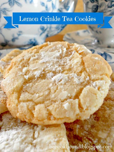 Lemon Crinkle Tea Cookies!! Tea Cookies Recipe, Lemon Crinkle Cookies, Tea Food, Food Decor, Tea Party Food, Tea Cookies, Crinkle Cookies, Cookie Desserts, Pride And Prejudice