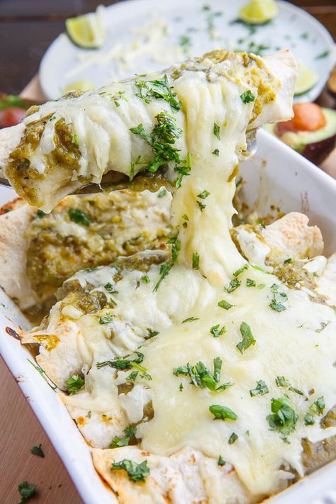 Chicken and Avocado Enchiladas Chicken And Avocado Enchiladas, Chicken Avocado Enchiladas, Avocado Enchiladas, Garlic Biscuits, Chicken And Avocado, Closet Cooking, Homemade Enchiladas, Biscuits Recipe, Enchilada Recipes