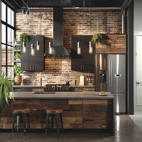 19+ Two Tone Kitchen Cabinets Ideas That Elevate Industrial Chic • 333+ Art Images Industrial Open Kitchen, Industrial Interior Design Kitchen, Kitchen With Two Tone Cabinets, Industrial Kitchen Cabinets, Small Industrial Kitchen, Loft Kitchen Industrial, Kitchen Ideas Industrial, Industrial Design Kitchen, Industrial House Interior