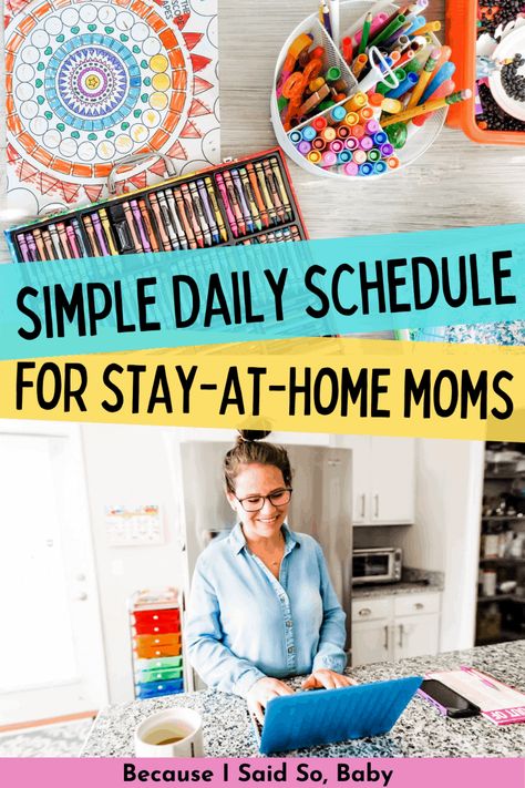 Mom Daily Schedule, Daily Schedule For Moms, Sahm Schedule, Busy Mom Planner, Stay At Home Mom Quotes, Newborn Advice, Daily Routine Schedule, Mom Routine, Toddler Schedule