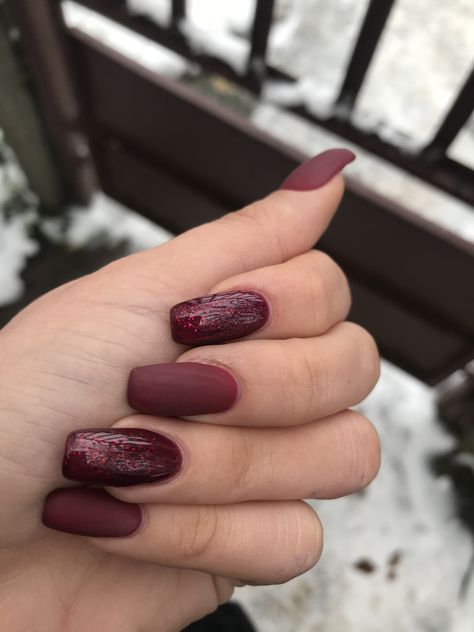 #red #holidaynailart #mattenails #burgundy Nails 2022 Red, Nails Cherry Red, Nails Mat, Nails Cherry, Matt Nails, Nails 2022, Holiday Nail Art, Matte Nails, Cherry Red