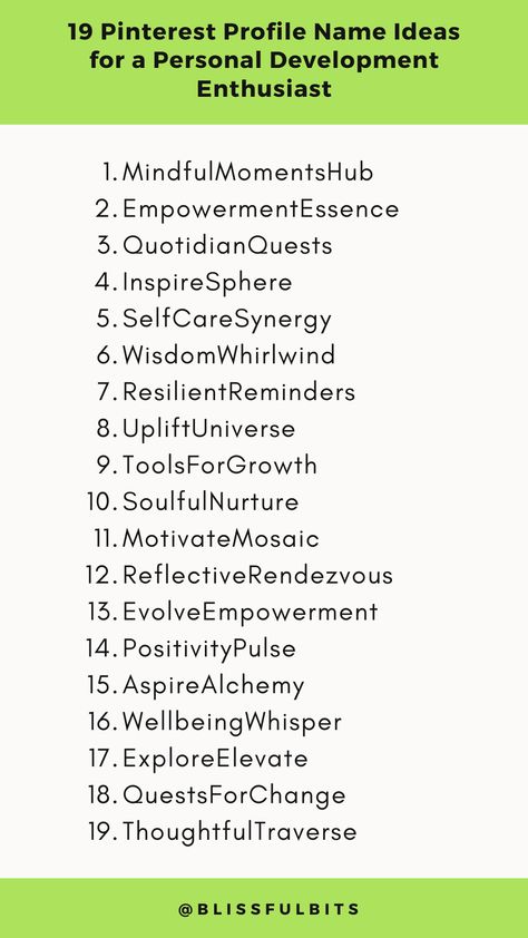 Creative 19 Pinterest Profile Name Ideas for Personal Development Enthusiast Profile Names Ideas, Magazine Name Ideas, College Magazine, Insta Theme, Rich Family, Pinterest Profile, Name Ideas, Personality Development, Personal Development