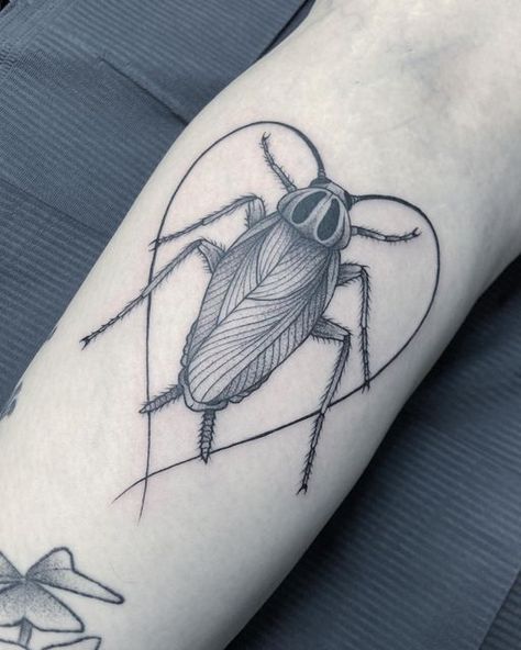 Hissing Cockroach Tattoo, Small Insect Tattoos For Women, Goth Bug Tattoo, Stinky Tattoo, Cockroach Tattoo Design, Bug Patchwork Tattoo, Leaf Bug Tattoo, Bug Flash Tattoo, Matching Bug Tattoos