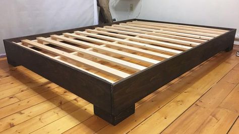 Modern Platform Bed Frame, Bed Frame Diy, Basic Bed Frame, White Beds, Bed Frame Plans, Simple Bed Frame, Queen Platform Bed Frame, Diy Storage Rack, Farmhouse Style Furniture