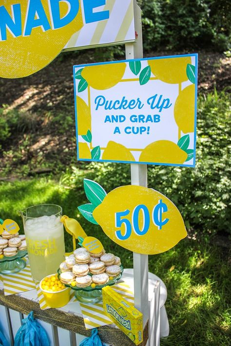 Kids Lemonade Stands, Lemonade Stand Sign, Lemonade Stand Party, Lemon Themed Party, Kids Lemonade, Diy Lemonade Stand, Diy Lemonade, Lemonade Bar, Pink Lemonade Party