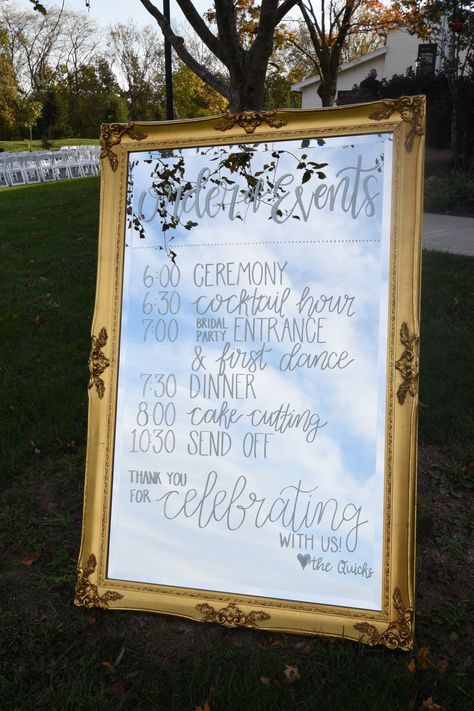 Order of Events Wedding timeline Modern Calligraphy Wedding signage Kansas City, MO XL ANTIQUE MIRROR Mirror With Writing For Wedding, Wedding Schedule Sign Mirror, Wedding Timeline Sign Mirror, Wedding Mirror Timeline, Order Of The Day Mirror, Wedding Timeline Mirror, Mirror Wedding Timeline, Order Of Events Wedding Sign Mirror, Mirror Order Of The Day Wedding