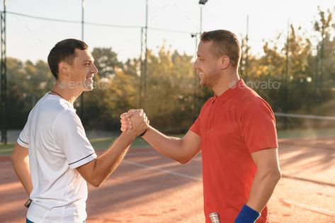 Two friends shaking hands by diignat. Two determined men are shaking hands smiling, standing in morning sunlight outdoors. Concept sport, health and friend... #Sponsored #determined, #men, #smiling, #diignat Men Smiling, Habit 5, Better Friends, Good Listening Skills, Feeling Unappreciated, Morning Sunlight, Shaking Hands, Mutual Respect, Two Friends