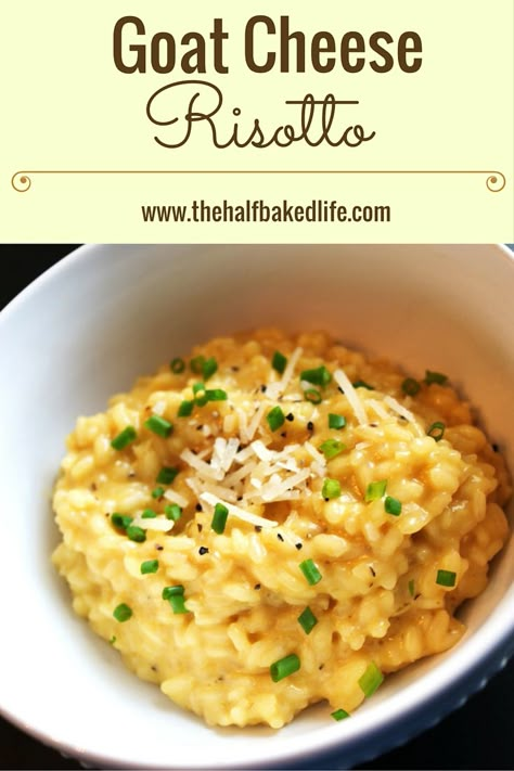 Rich & creamy risotto that is a must make for dinner! It has just a hint of goat cheese in each bite making it a perfect addition to your favorite seafood, steak or chicken dish. Goat Cheese Risotto, Cheese Risotto, Best Risotto, Creamy Risotto, Goat Cheese Recipes, Rice Risotto, Risotto Recipes, Chicken Dish, One Pound