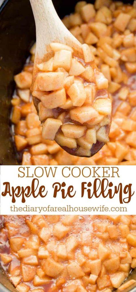 Slow Cooker Apple Pie Filling Slow Cooker Apple Pie Filling, Crockpot Apple Pie, Slow Cooker Apple Pie, Freezer Apple Pie Filling, Crockpot Desserts, Slow Cooker Apple, Apple Pie Filling Recipes, Homemade Apple Pie Filling, Dutch Apple Pie