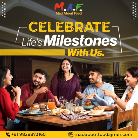 Come Celebrate Your Life's Milestones With Us. 🎉 . . . #celebration #party #dinner #lunch #foodie #restaurant #ajmerfoodie #ajmerfood #ajmerfoodjunction #ajmerfoodbloggers #food #foodporn #madaboutfood #ajmer #ajmersharif #pushkar #tastyfood #veg #nonveg #familyrestaurant #restaurante #indianfood #desifood #chinese #chinesefood #seafood #ajmersharifdargah Restaurant Creative Ads, Restaurant Ad, Family Lunch, Desi Food, Party Dinner, Ad Creative, Family Restaurants, Creative Ads, Celebration Party