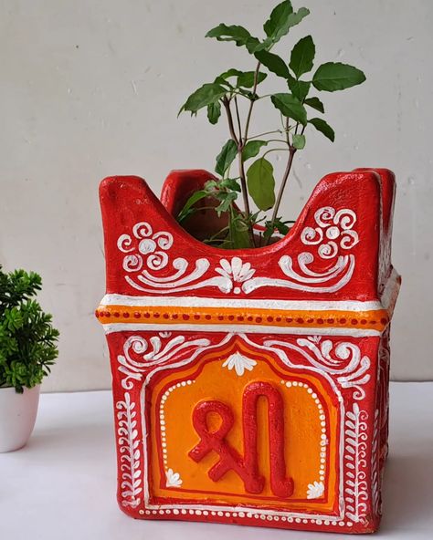 Tulsi pot painting idea.
Watch the full video on my YouTube channel. Tulsi Pot Design Painting, Tulsi Painting, Tulsi Pot Painting Ideas, Tulsi Pot Design, Thulasi Plant Decoration, Poila Boishakh, Thulasi Plant, Tulsi Pot, Aipan Art