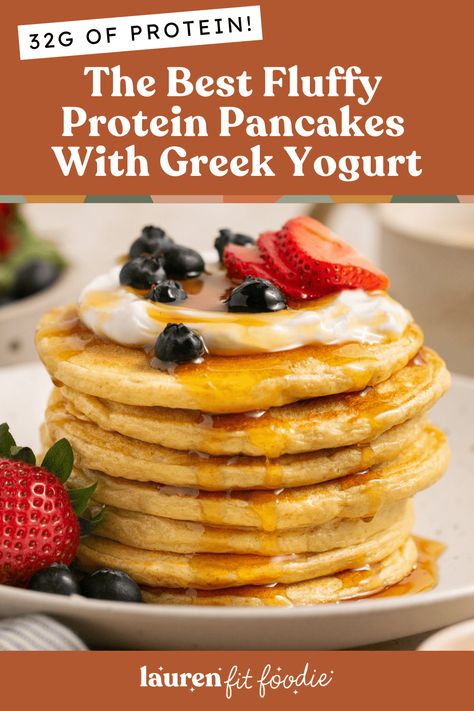 Fluffy Protein Pancakes With Greek Yogurt Greek Yogurt Protein Pancakes, Herbalife Protein Pancakes, Fluffy Protein Pancakes Recipe, Chocolate Chip Protein Pancakes, Low Cal Protein Pancakes, Protein Pancakes Recipe, Whey Protein Pancakes, Oatmeal Protein Pancakes, Easy Protein Pancakes