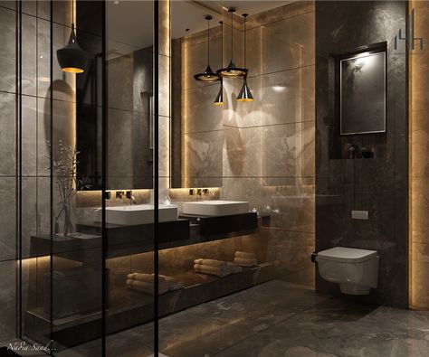 Modern bathroom design in KSA on Behance Big Bathroom Design, Small Toilet Design, Modern Contemporary Bathroom, Modern Luxury Bathroom, Bathroom Design Black, Washroom Design, Bathroom Design Decor, Remodel Bathroom, Bathroom Decor Ideas