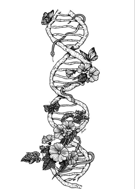 Black and white file line art fineline tattoo flower tattoo blumenranke DNA drawing DNS zeichnung korean flower Zebra Tattoos, Dna Tattoo, Sketchbook Drawings, Art Landscapes, Fantasy Art Landscapes, Drawing And Painting, Art Aesthetic, Dreamcatcher Tattoo, Fantasy Art