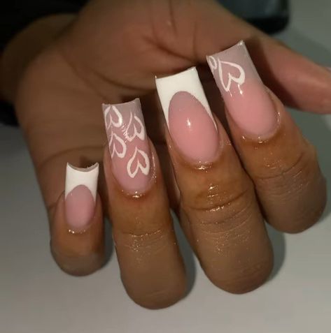 Heart On Ring Finger Nails, Summer Acrylic Nails Square Medium, Medium Square Acrylic Nails Spring, Cheap Acrylic Nail Ideas, Pink Inspo Nails, Nails With Numbers On Them, Neon Square Nails, Nails Middle Length, Nail Inspo Medium Length